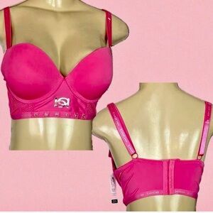 Bebe Intimates Push-Up Mesh Breathable Gentle Lift Longline Hot Pink Women's Bra
